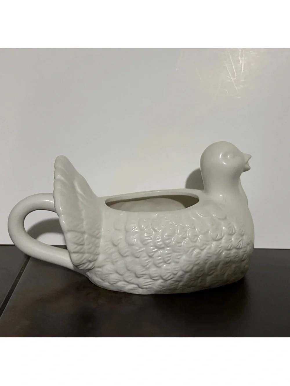 Vintage White Ceramic Turkey Gravy Boat Thanksgiving Fall Serveware Farmhouse